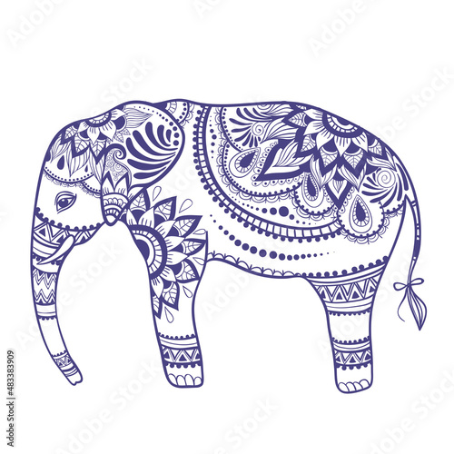 Mandala elephant vector illustration, hand drawing elephant