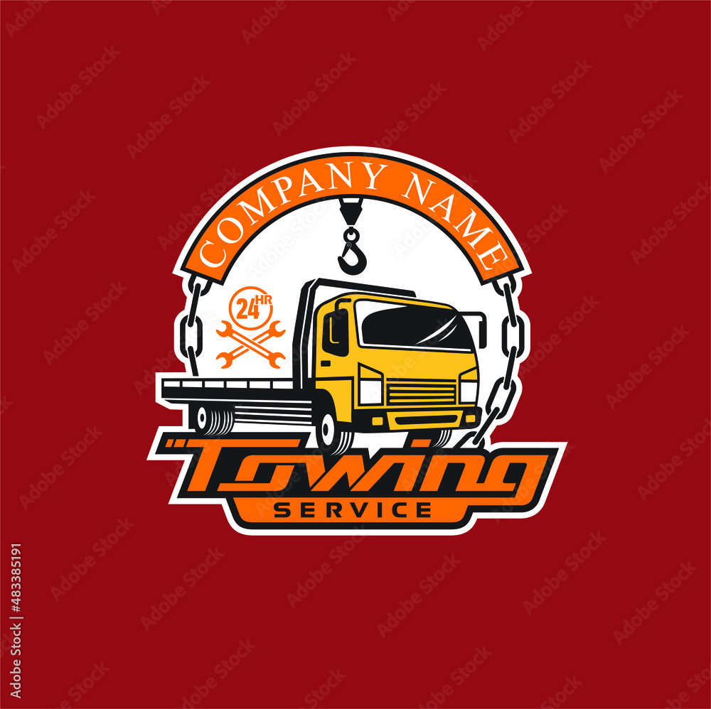 logo template for towing service, vector art.