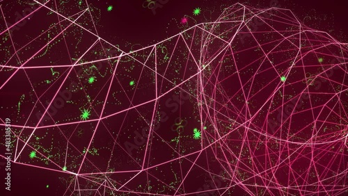 Abstract digital connection moving dots and lines. Communication technology world network. Animation of data processing and network connections. Background 4k
