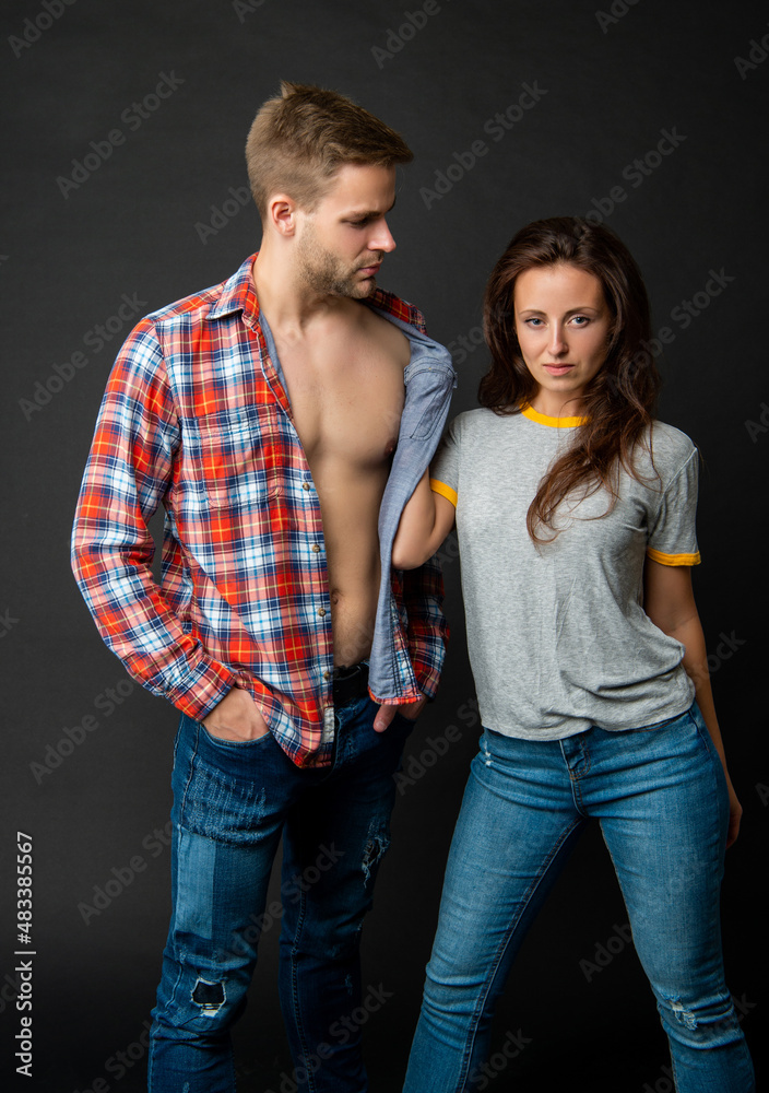 stylish sexy young couple in love on black background, relations stylish sexy young couple in love on black background, relations
