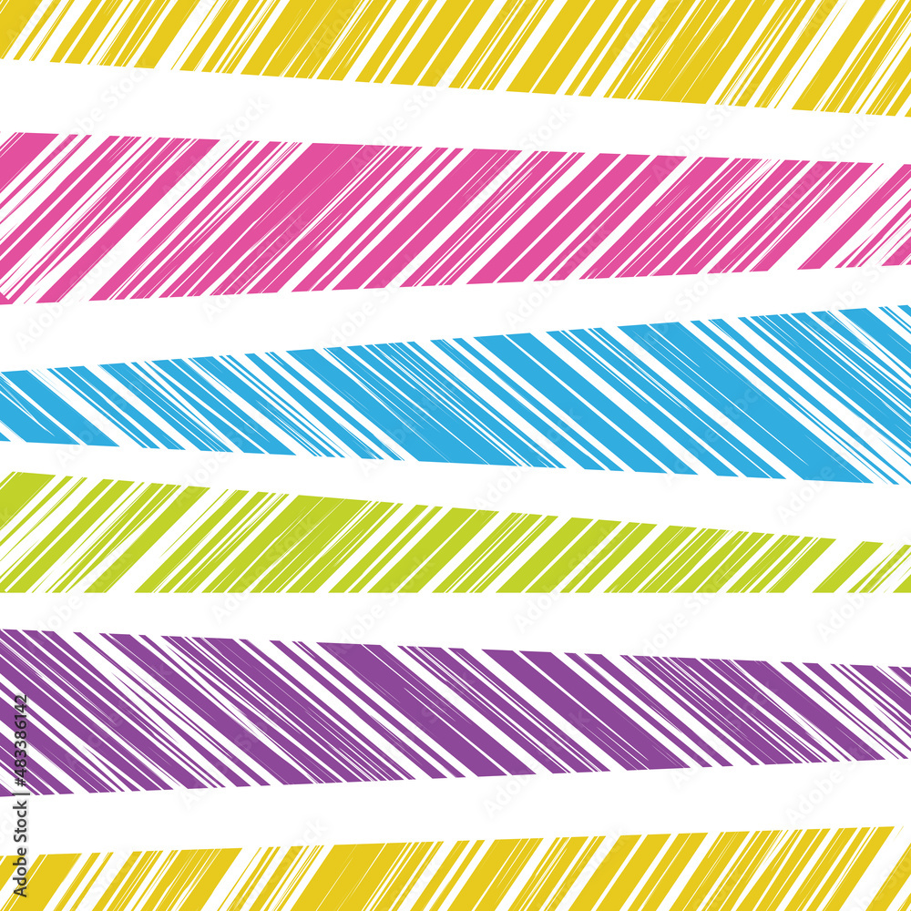 Abstract vector background of torn stripes of different colors, vertical seamless.