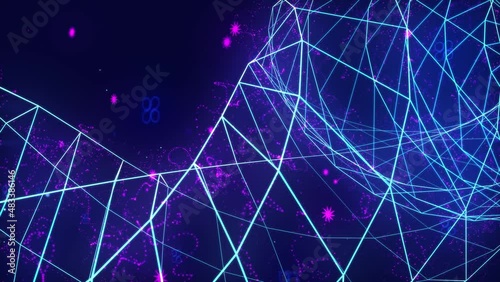Abstract digital connection moving dots and lines. Communication technology world network. Animation of data processing and network connections. Background 4k