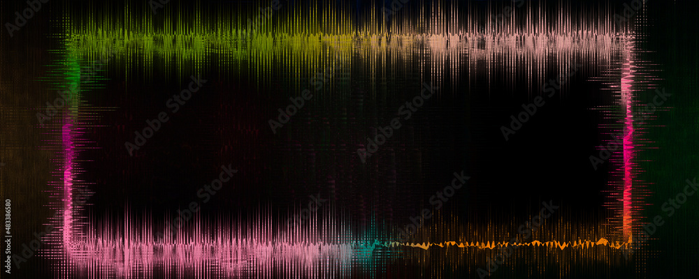 Abstract glitch art border background.