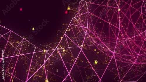 Abstract digital connection moving dots and lines. Communication technology world network. Animation of data processing and network connections. Background 4k