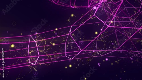 Abstract digital connection moving dots and lines. Communication technology world network. Animation of data processing and network connections. Background 4k