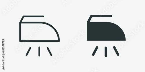 iron with steam, laundry, ironing icon vector. household, housework symbol