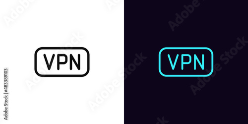 Outline VPN icon, with editable stroke. Linear vpn sign, virtual private network