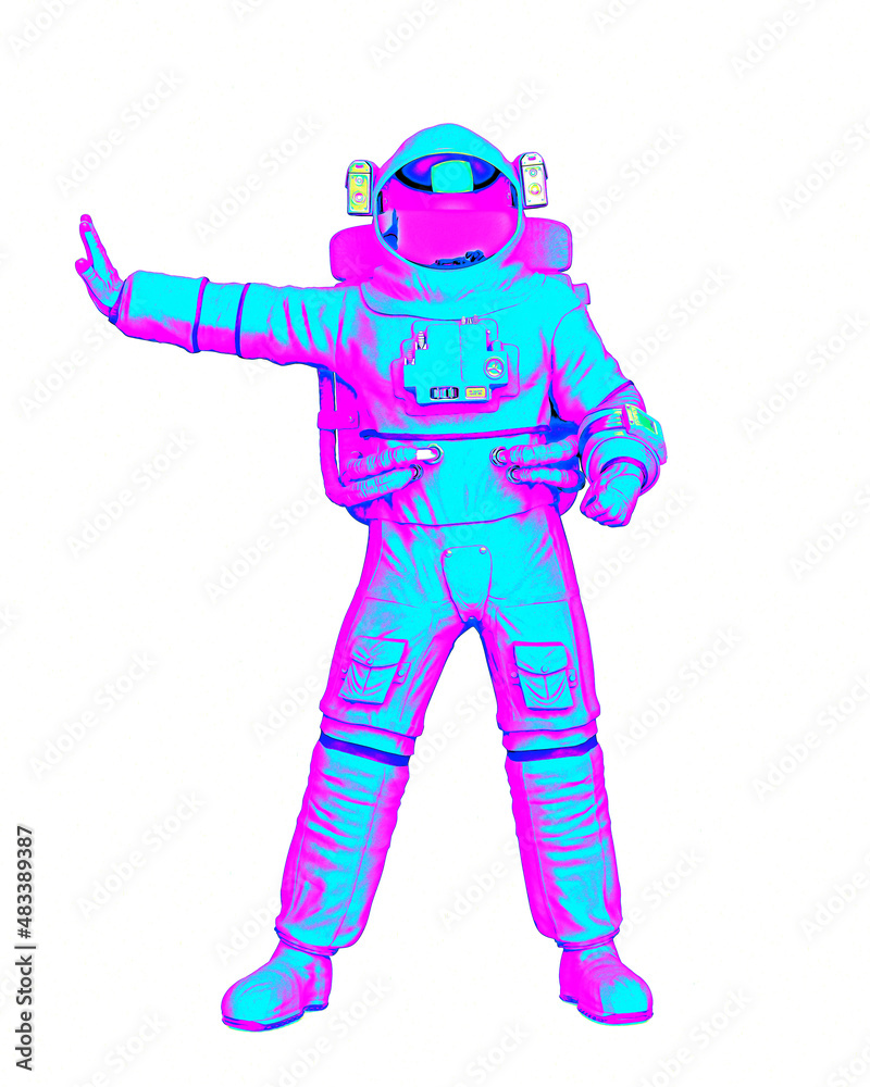 astronaut is saying stop there on white background astronaut is saying stop there on white background