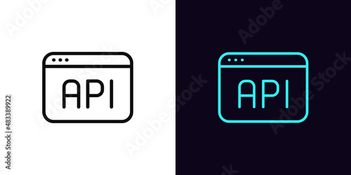 Outline API icon, with editable stroke. Window API sign, development interface pictogram
