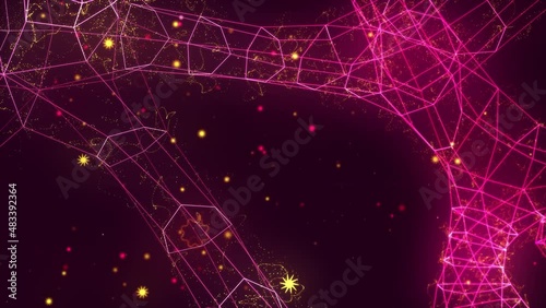 Abstract digital connection moving dots and lines. Communication technology world network. Animation of data processing and network connections. Background 4k