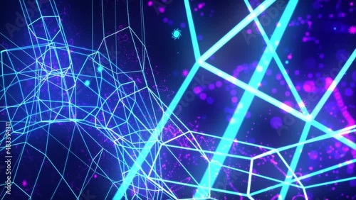 Abstract digital connection moving dots and lines. Communication technology world network. Animation of data processing and network connections. Background 4k