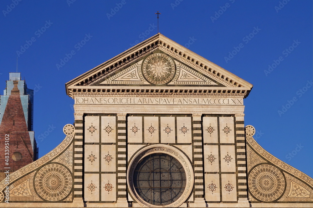Fototapeta premium Detail of the facade of the church of Santa Maria Novella in Florence, Italy