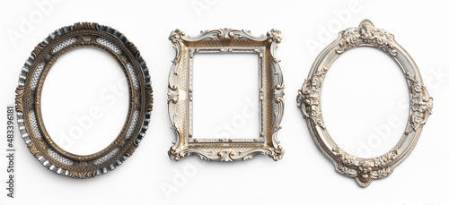 golden vintage antique victorian frame isolated on white background