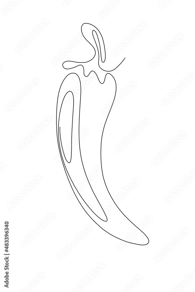 Hot pepper black outline abstraction on white background Hot pepper black outline abstraction on white background