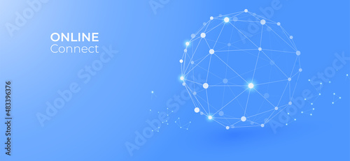 Network connected with line dot background, Digital network technology, Vector art illustration