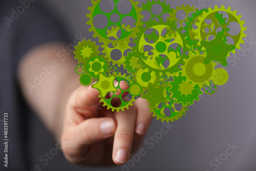 Set of green gears and cogs...