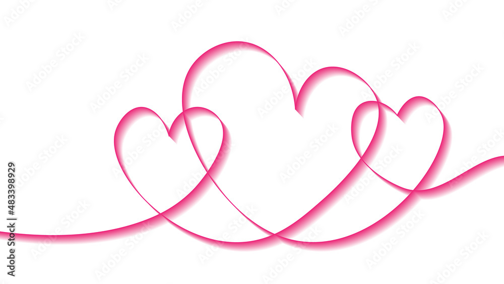 red heart on white background, Heart drawing of pink color. Happy valentines day 