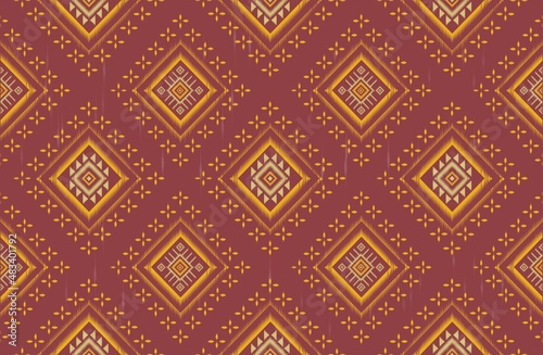 Folk embroidery,ethnic abstract .Seamless geometric pattern in tribal, and Mexican style.Aztec geometric art ornament print.Design for carpet,wallpaper,clothing,wrapping,fabric,cover,textile © Puttipong
