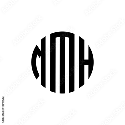 MMH letter logo design. MMH modern letter logo with black background. MMH creative  letter logo. simple and modern letter MMH logo template, MMH circle letter logo design with circle shape. MMH   photo