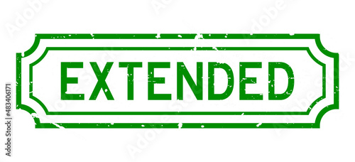 Grunge green extended word rubber seal stamp on white background