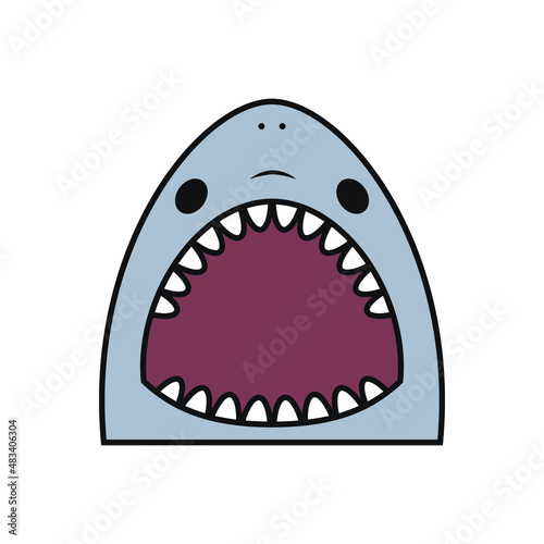 Shark mouth  vector illustration  flat line   red  blue 