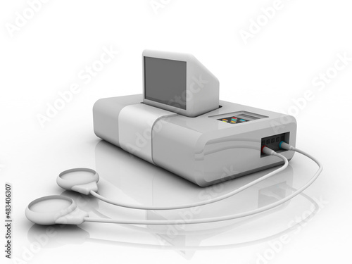 3d illustration Electronic Cardiotocography Machine Monitoring Fetal Heart Contractions Of Uterus

 photo