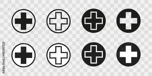 Medical cross symbol icon . collection of medicine health  signs . Vector illustration.
