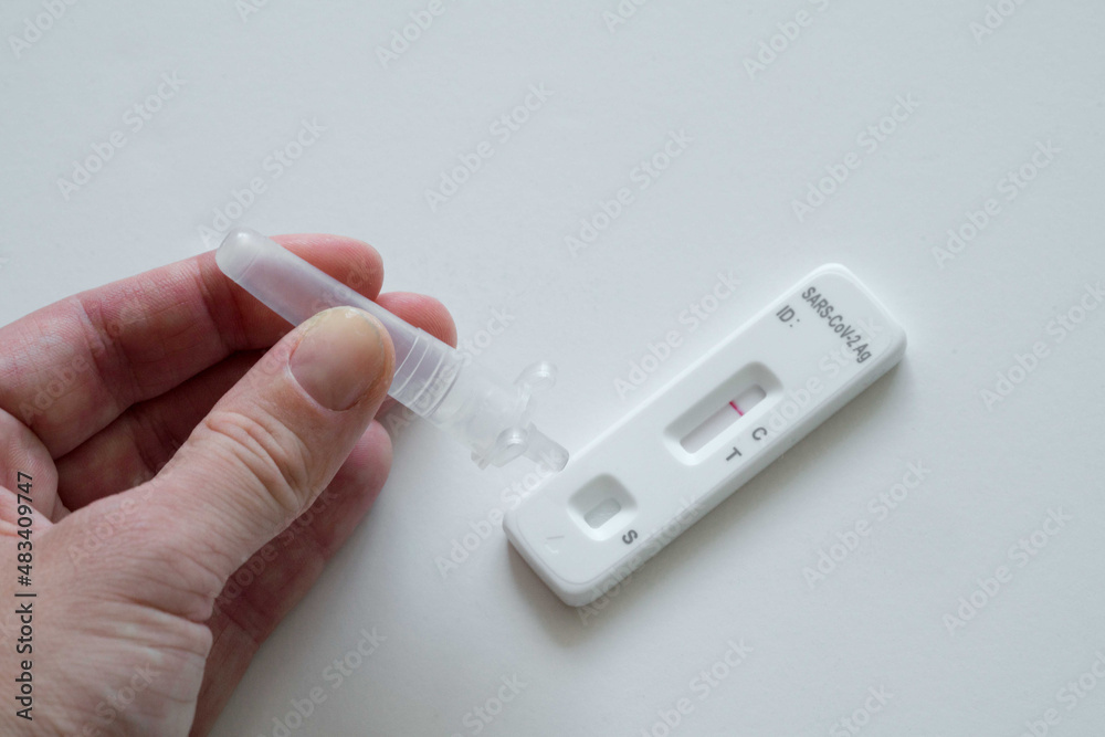 Rapid antigen coronavirus test on the white background Rapid antigen coronavirus test on the white background