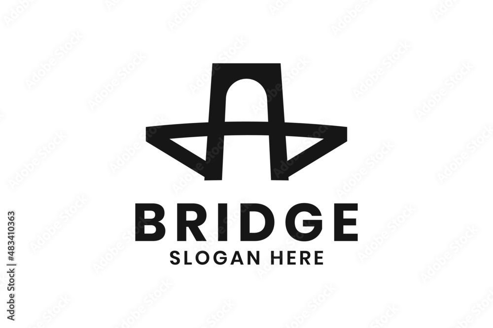 Minimalist bridge design logo vector template