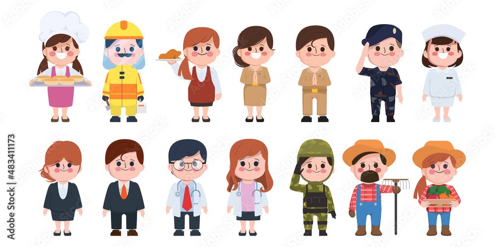 Cute cartoon occupation character in thailand. Cute cartoon occupation character in thailand.
