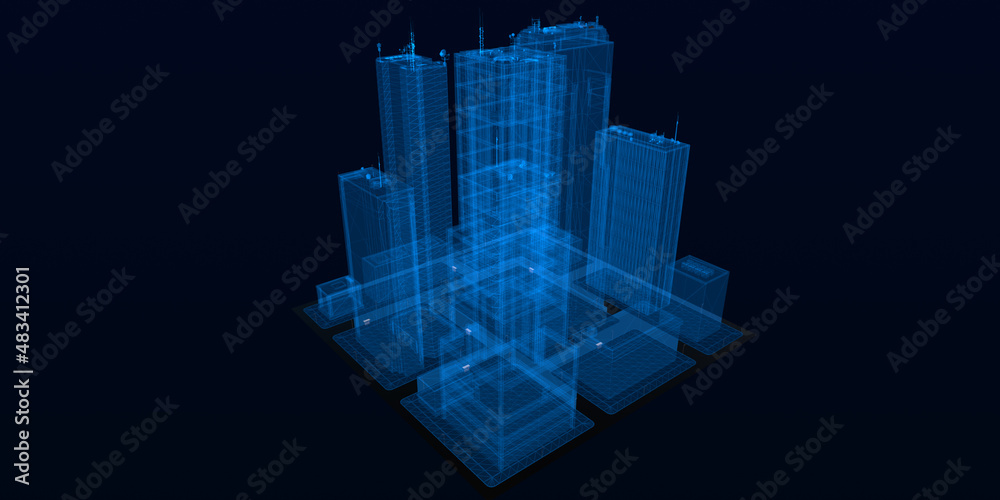 Fototapeta premium Abstract digital building technology background.