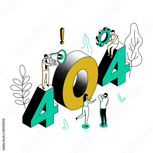 Error 404 page - modern line isometry design style illustration