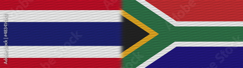 South Africa and Thailand Thai Fabric Texture Flag – 3D Illustration