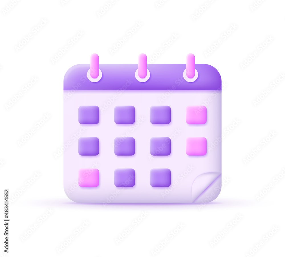 3d calendar isolated on white background. Planning concept and appointment, schedule 3d calendar isolated on white background. Planning concept and appointment, schedule