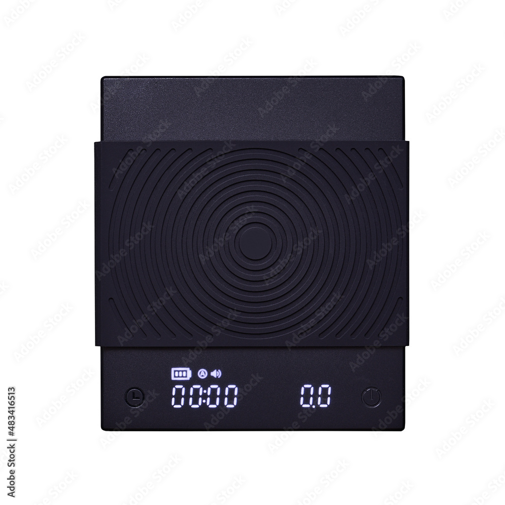 Fototapeta premium Food digital electronic scale black color isolated on white background