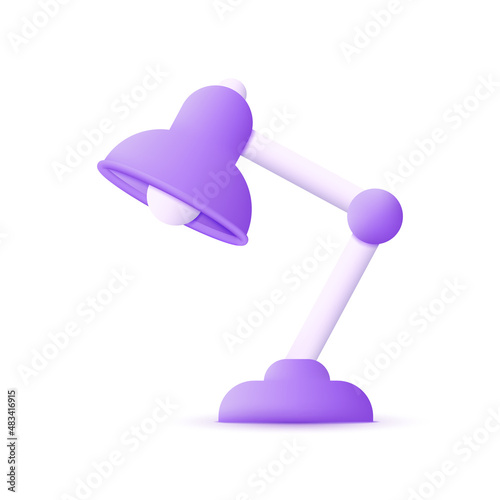 3d desk lamp isolated on white background. The flow of light. Business and education concepts.