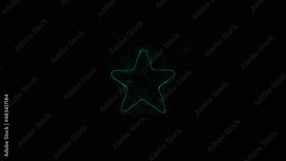 Star icon with plexus effect. Connected lines with dots. Lines plexus