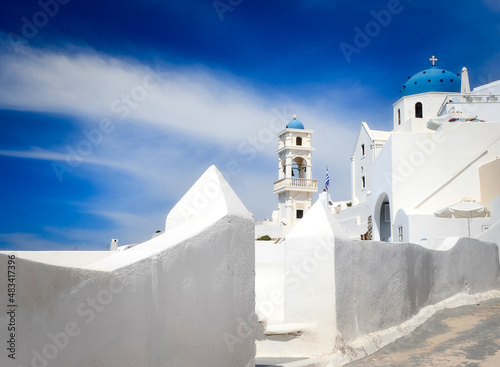 Traditional whitewashed church, Santorini, Cyclades Islands, Greece