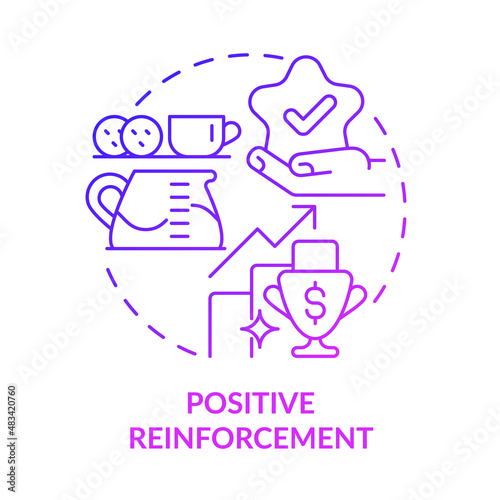 Positive reinforcement purple gradient concept icon. Optimistic work environment abstract idea thin line illustration. Boost employee productivity. Isolated outline drawing. Myriad Pro-Bold font used