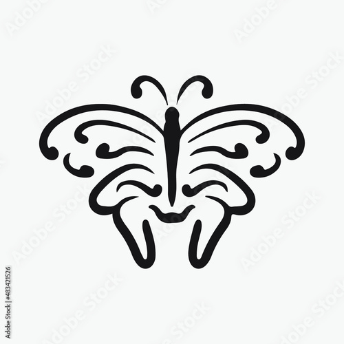 Butterfly drawing vector illustration.