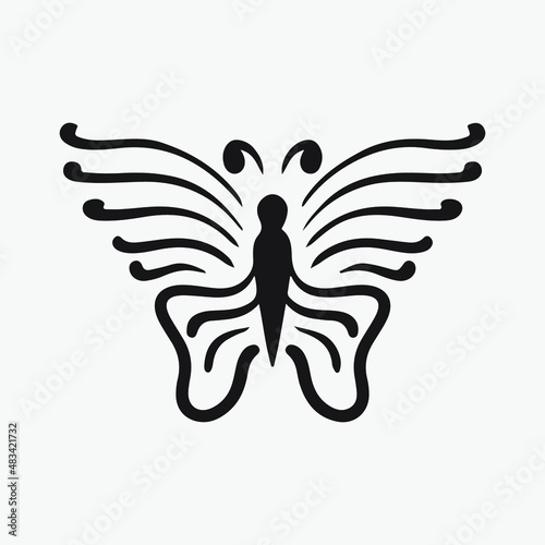 Butterfly drawing vector illustration.