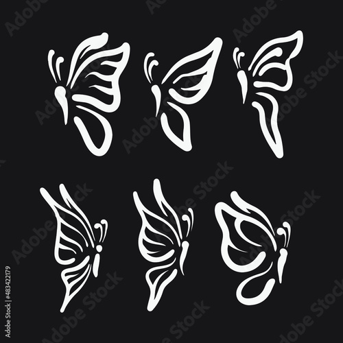Butterfly drawing vector illustration.