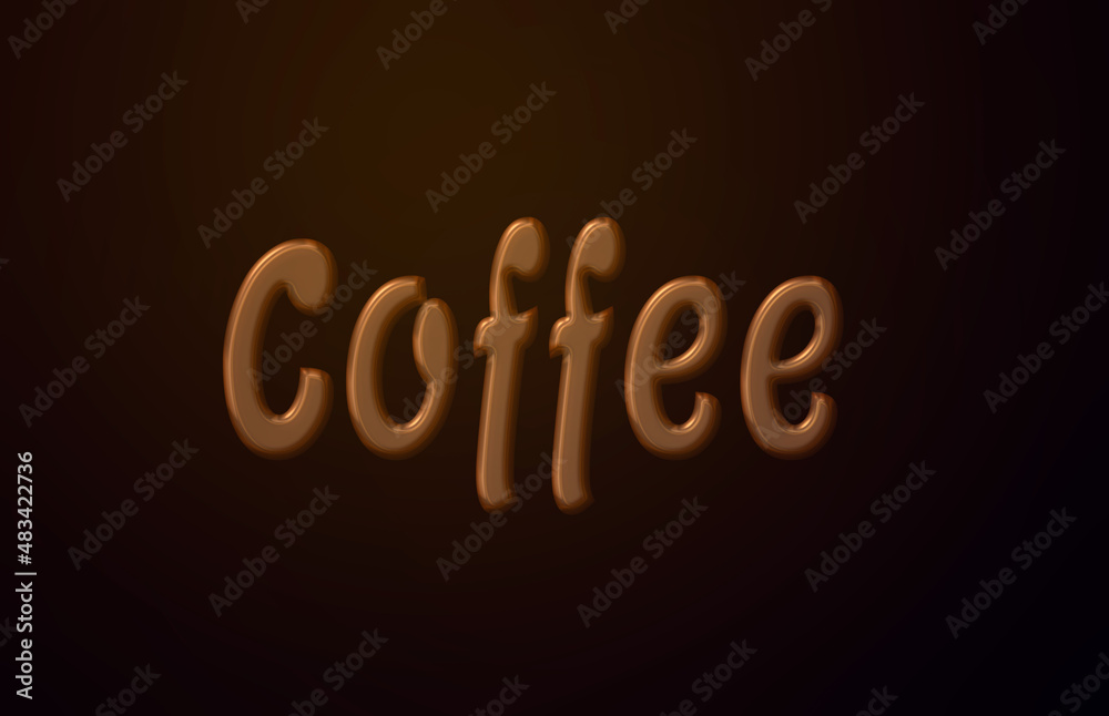 Illustration with the word Coffee in brown background, which stimulates a hot drink Illustration with the word Coffee in brown background, which stimulates a hot drink