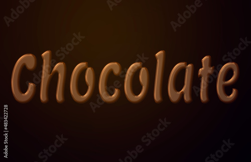 Illustration with the word Chocolate in brown background, which stimulates a hot drink