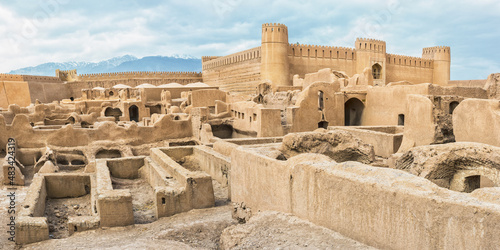 Ruins, towers and walls of Rayen Citadel, Biggest adobe building in the world, Kerman Province, Iran