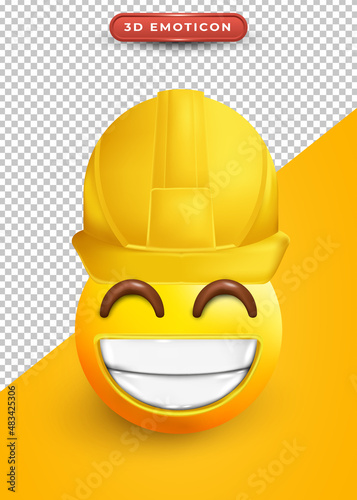 3d emoji with smiling expression and contractor hat