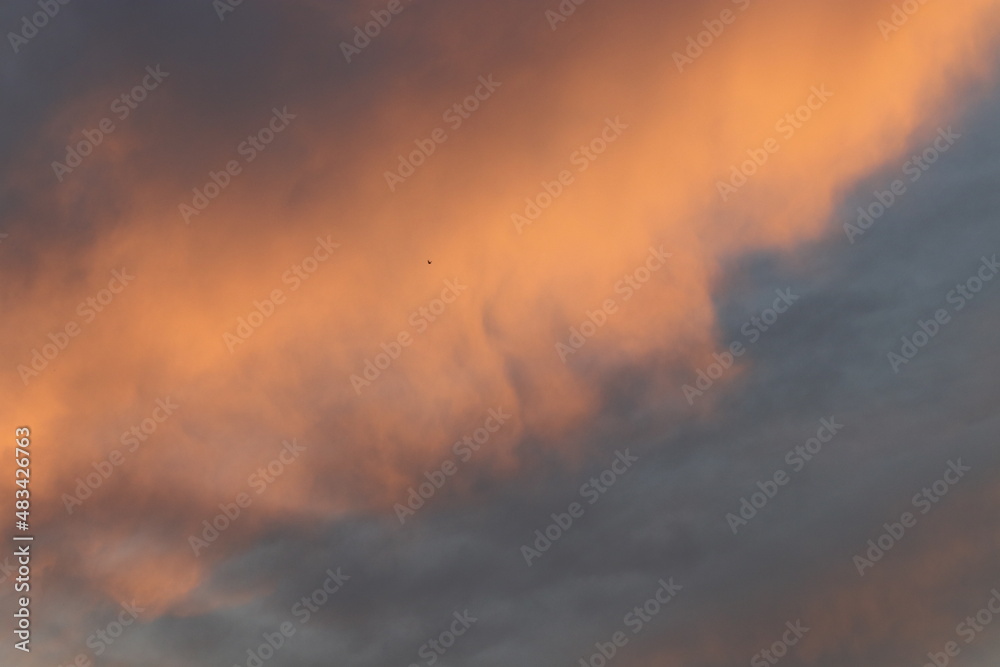 Orange light of Sunrise ,silhouette and clouds sky in the early morning