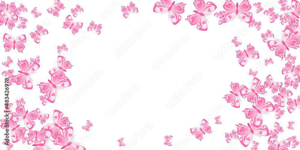 Fairy pink butterflies abstract vector illustration. Summer beautiful insects. Decorative butterflies abstract baby wallpaper. Delicate wings moths patten. Garden creatures. Fairy pink butterflies abstract vector illustration. Summer beautiful insects. Decorative butterflies abstract baby wallpaper. Delicate wings moths patten. Garden creatures.