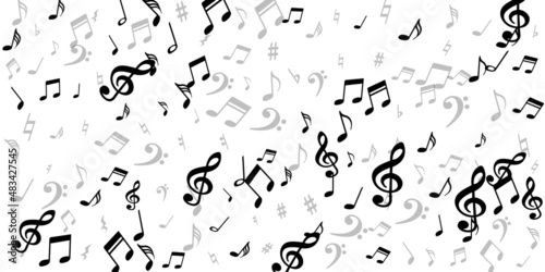 Music note icons vector backdrop. Song notation