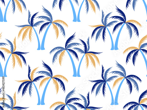 Palm tree minimal seamless pattern vector design.